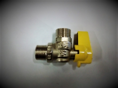 Kaasuventtiili 1/2" 90° perhoskahvalla 1/2"" UK